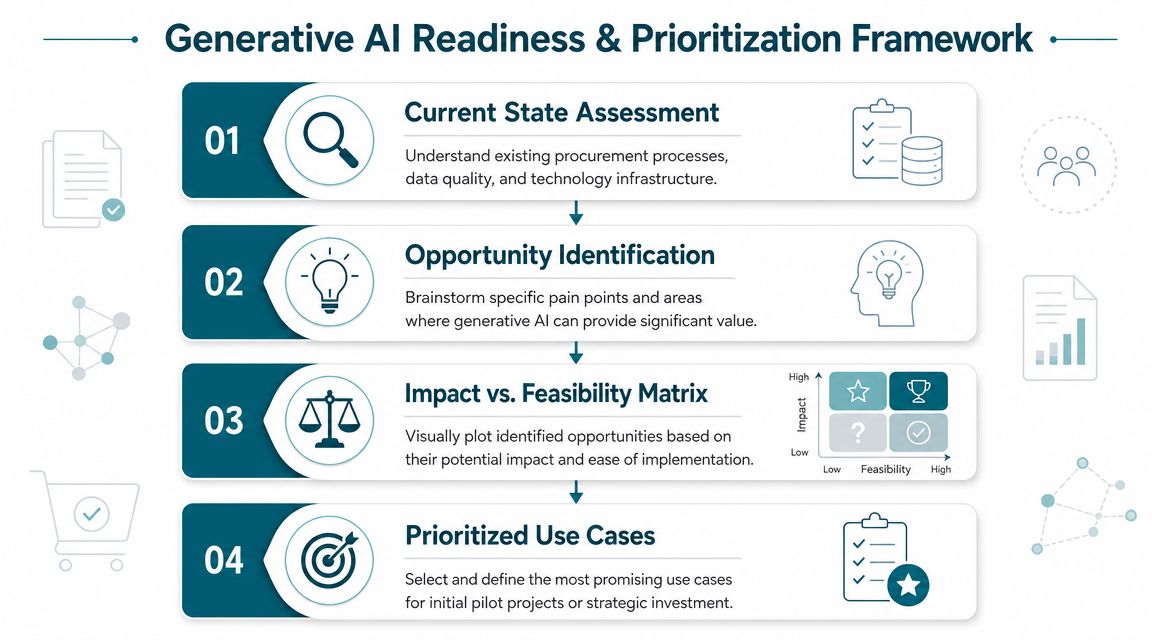 A four-step framework for evaluating and prioritizing generative AI use cases in procurement operations.